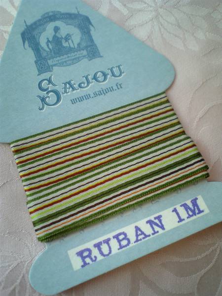`*:;,.★ SAJOU サジュー★・:.,;*ストライプリボン グリーン拍卖