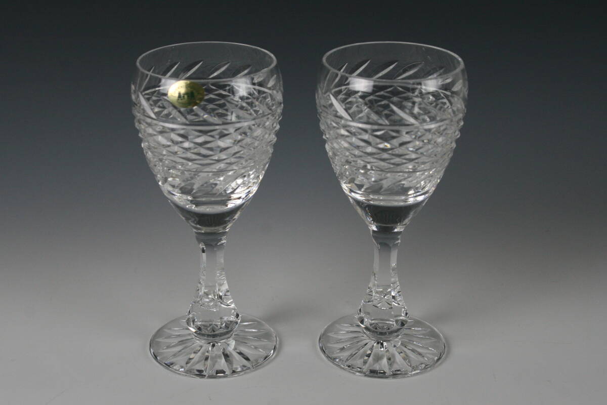 アイルランド チローニ カットグラス ペアワイングラス No,7 ビンテージ拍卖