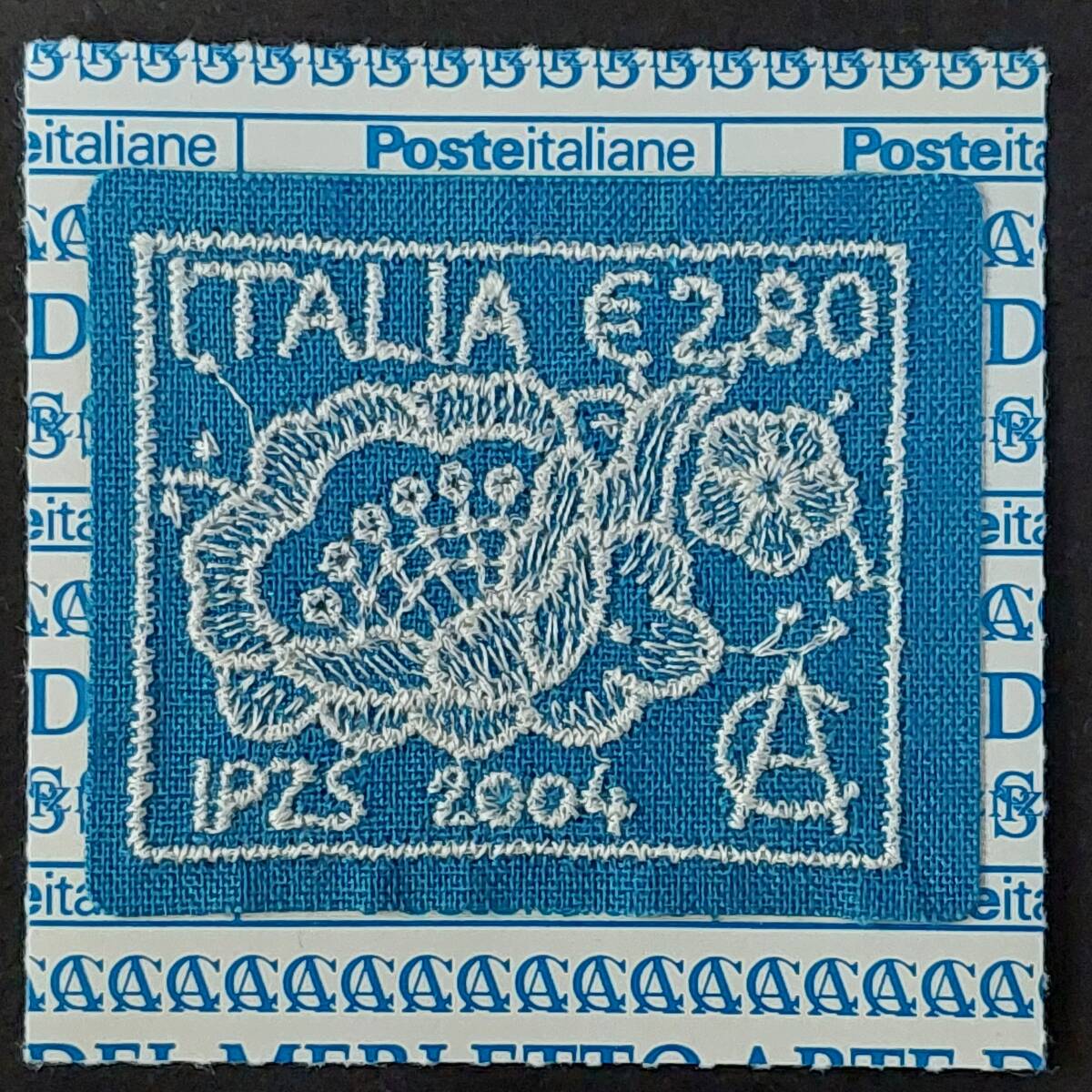 K897 イタリア切手「アルナルド・カプライ繊維グループ(イタリア)がデザインした刺繍切手(シール切手)」2004年発行 未使用拍卖