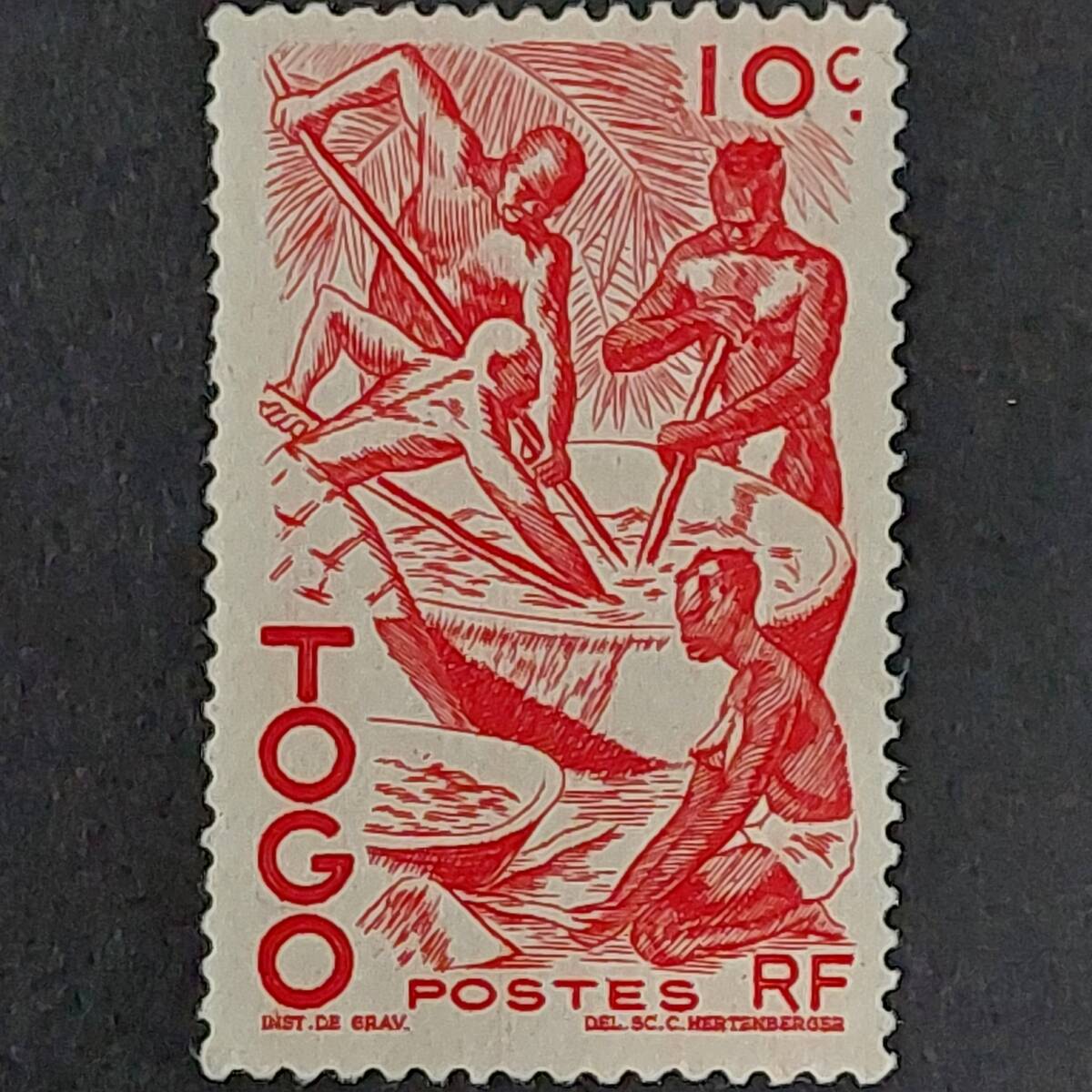 K974 フランス領トーゴランド切手「『パーム油抽出の情景』のデザイン切手」1947年発行 未使用拍卖