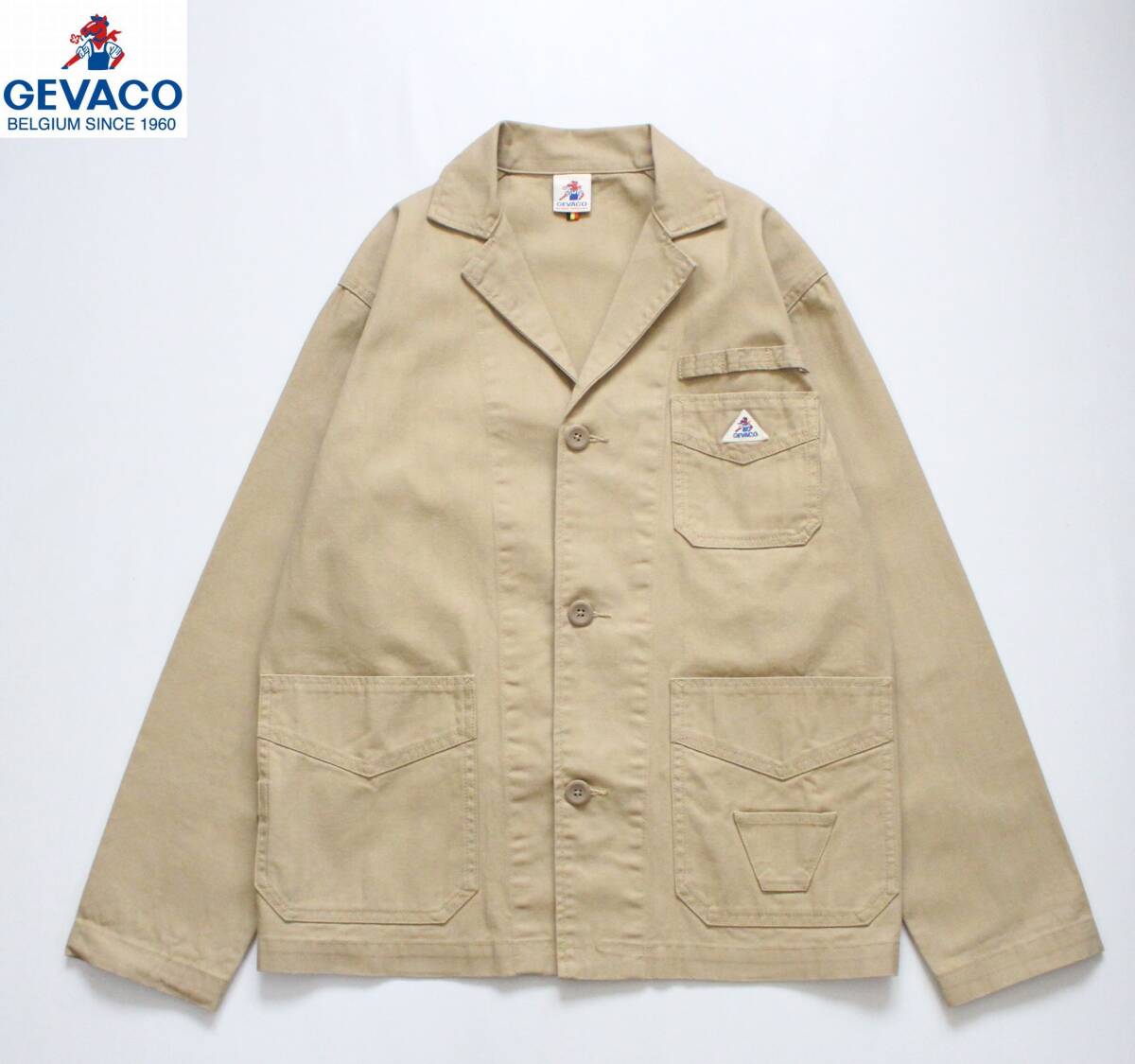 【 GEVACO ゲバコ 】ヘリンボーン コットン ユーロ ワークジャケット 38 ベージュ 5003 定価¥12,100拍卖
