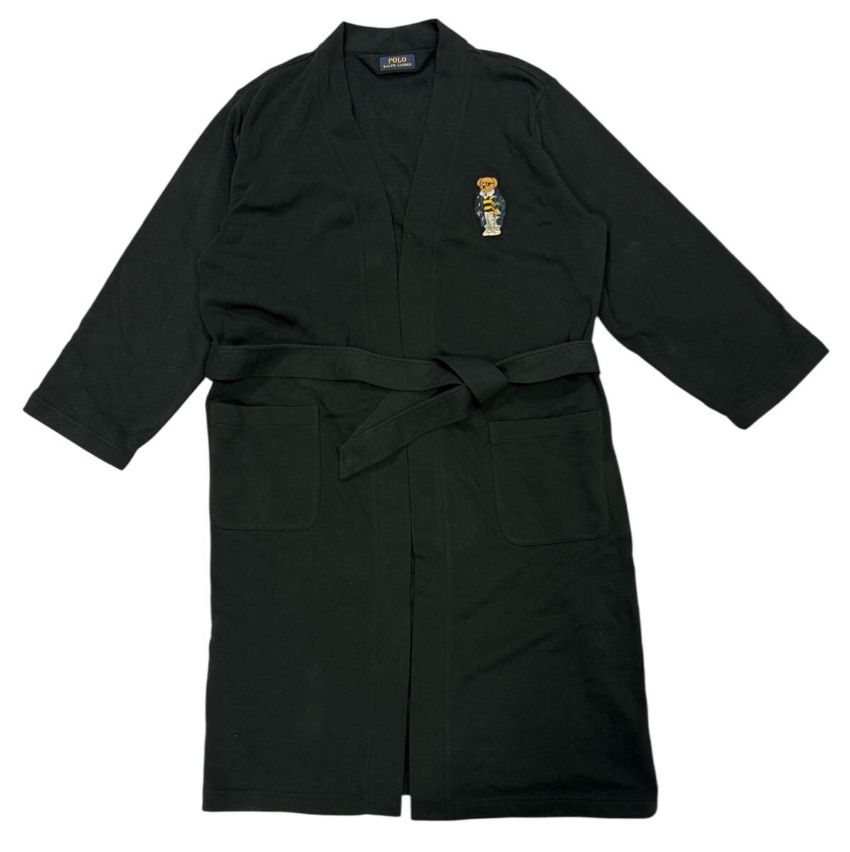 ▲ Polo Ralph Lauren ポロ ラルフローレン ▲ ビッグ ポロベア刺繍 スウェット地 ガウン ブラック 拍卖