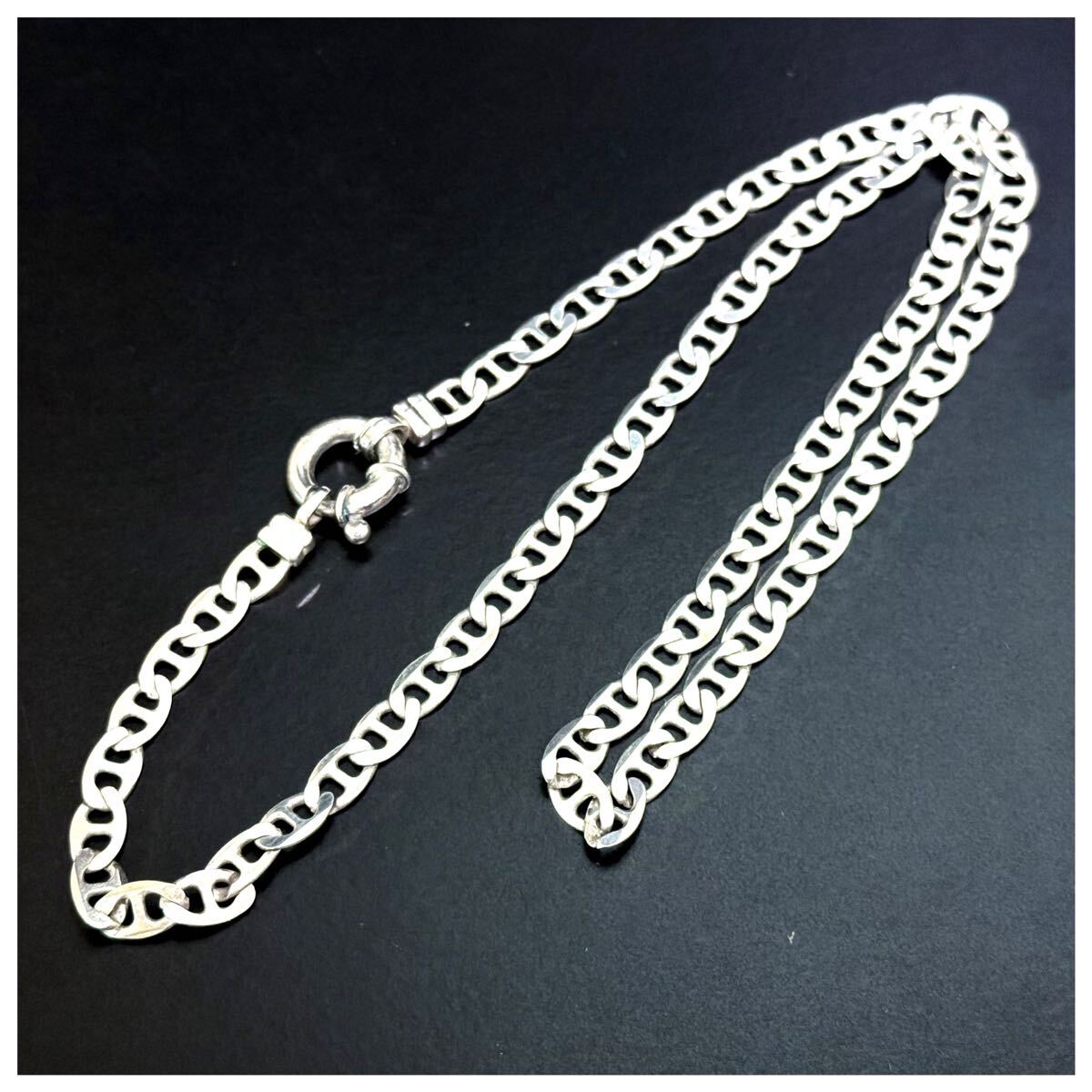 シルバー925 スターリング sterling ヴィンテージ イタリー アンカーチェーン ネックレス ロング ペンダント拍卖