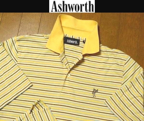 M日本サイズ位★セール送無料★アシュワースUSA限定美品ゴルフマン刺繍4方向伸縮速乾ポロシャツ拍卖