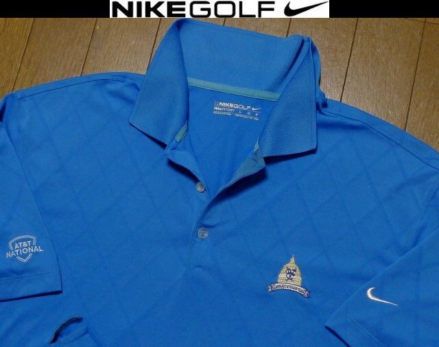 3L 2XL日本サイズ位【セール!送料無料】超希少 ナイキUSA限定モデル1点 特注刺繍 速乾除湿 ダイヤ柄 4方向伸縮 ポロシャツ大きいビッグ拍卖