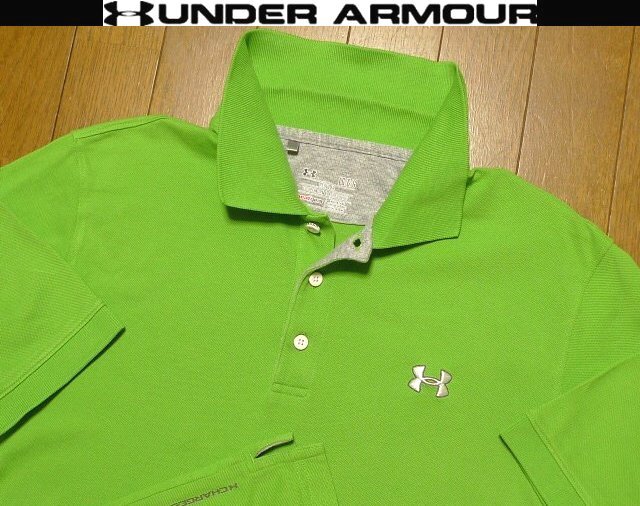 XL日本サイズ位★セール送無料★超希少アンダーアーマーUSA限定蛍光モデル1点物 美品 ポロシャツ4方向伸縮速乾 ヒートギアHEAT GEAR 拍卖