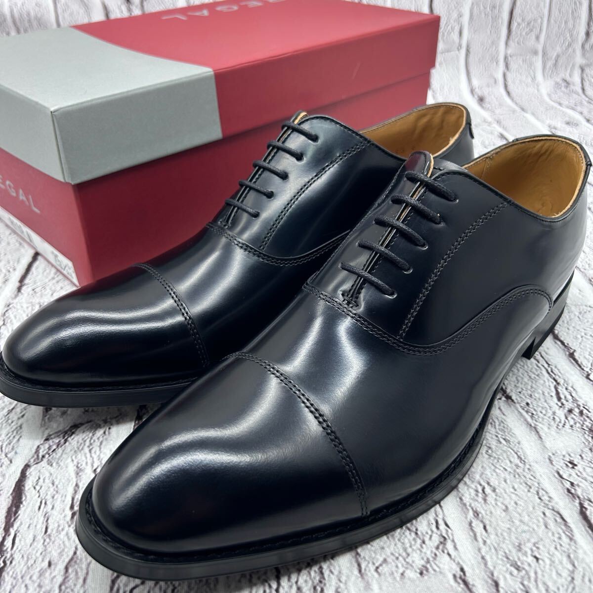 新品同様【未使用】REGAL リーガル 811R ビジネスシューズ ストレートチップ 25.5㎝ ブラック 革靴 ドレス 内羽根 冠婚葬祭 日本製拍卖