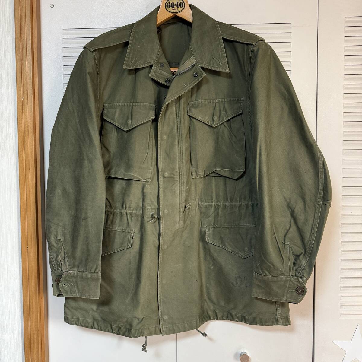 送料無料 1950年代 米軍実物★M-51 フィールドジャケット クラウンジッパー/スコービル★米国製Vintage★サイズM-long 米軍兵士サインあり拍卖
