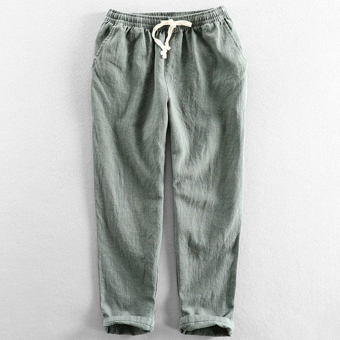 綿麻パンツ メンズ ゆったりパンツ 涼しい リネンパンツ カジュアルパンツ 九分丈パンツ 麻混 チノパン Zty-5567 柳鼠 XXL拍卖