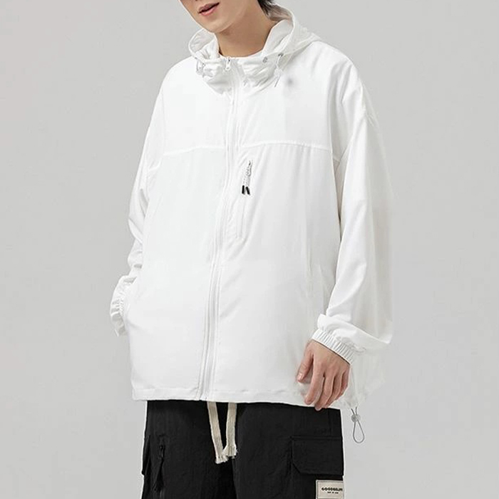 ラッシュガード 日焼け止め服 UVカットパーカー 男女兼用 サマーパーカー ジップアップパーカー Zty-4981 ホワイト M 拍卖