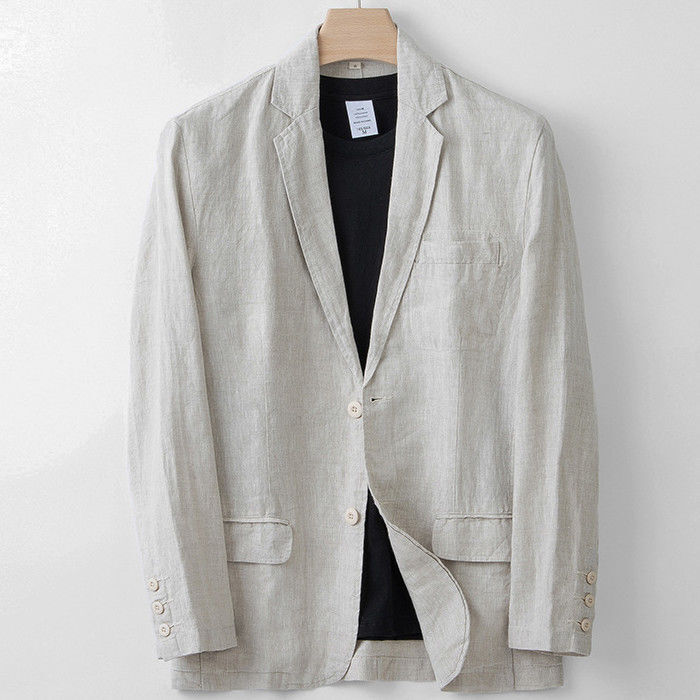 テーラードジャケット リネン ジャケット メンズ ブレザー サマージャケット 亜麻100% カジュアルジャケット Zwc1712 ベージュ S拍卖
