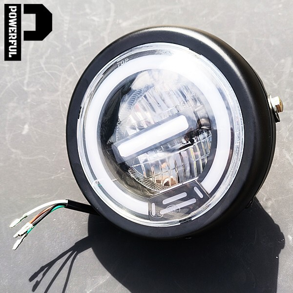 YBR125 SR125 SR400 SR500 ルネッサ 汎用 カフェ仕様 ミニ LED/ヘッドライト/デイライト/イカリング/ポジション リフレクター Assy拍卖