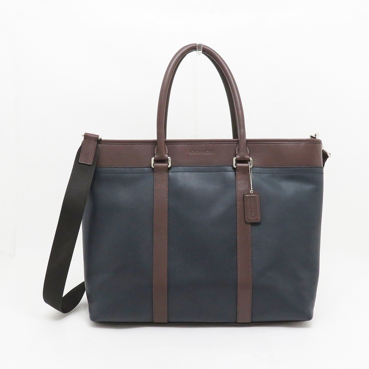 ◇【COACH コーチ】レキシントン 2WAY レザートートバッグ 71562 ネイビー×ダークブラウン拍卖