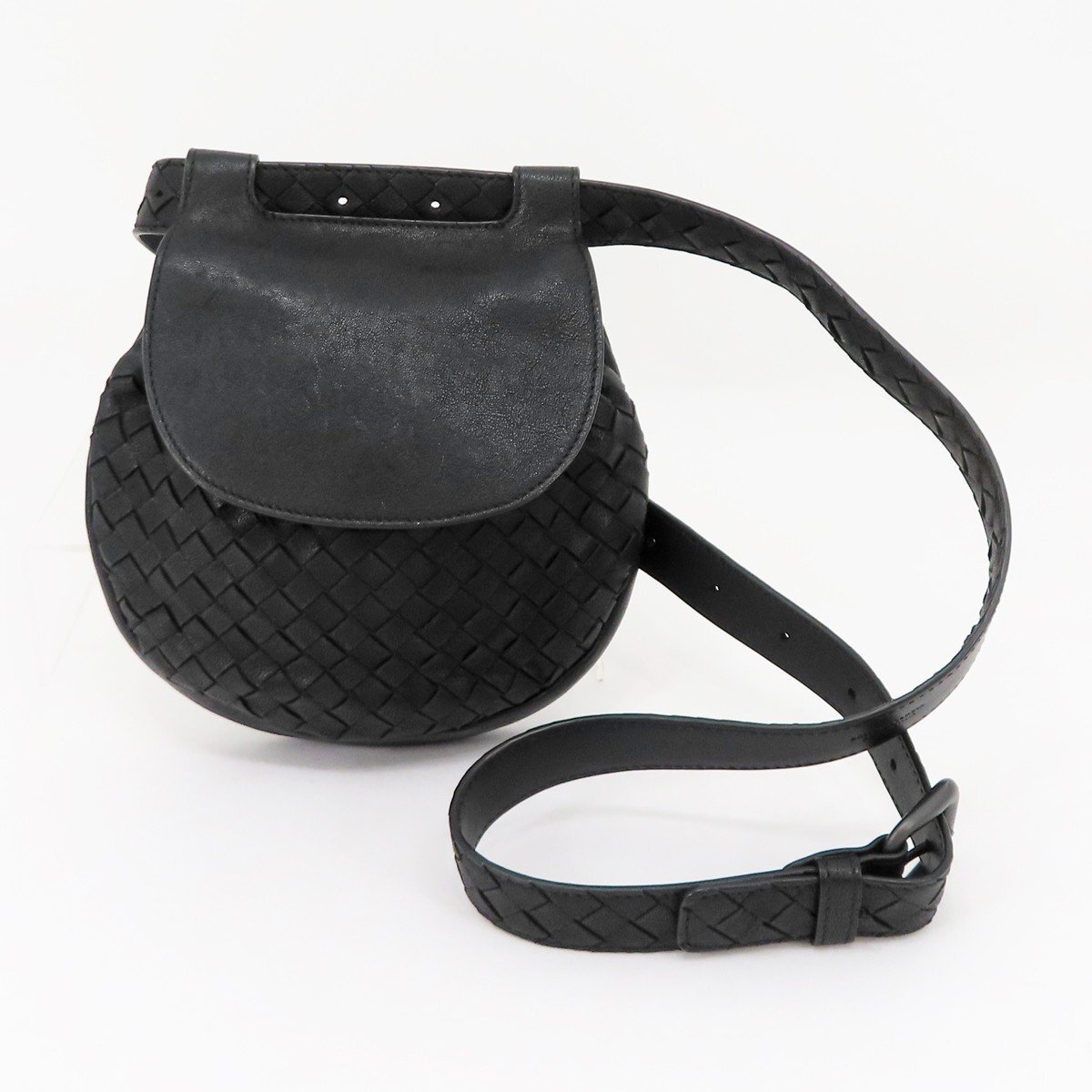 ☆◇【BOTTEGA VENETA ボッテガ・ヴェネタ】イントレチャート ウエストバッグ ブラック拍卖