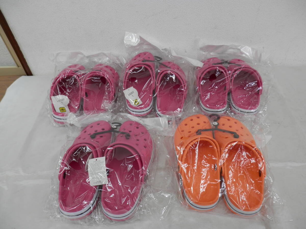 ◆未使用品◆ゴムサンダル◆Lサイズ◆ピンク×4 オレンジ×1◆24.0◆5足◆43拍卖