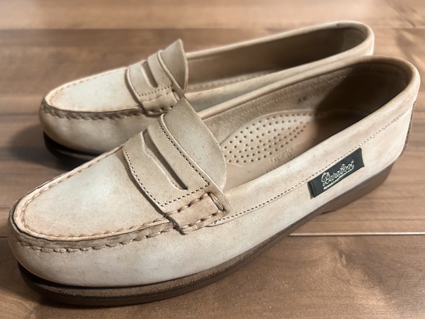 良品、旧タグ、レア!Paraboot パラブーツ CORAUX コロー オートミール 23~23.5cm デカタグ フランス ローファー デッキシューズ BARTH拍卖