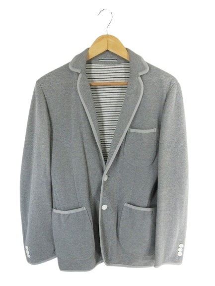 リセッショニスタ RECESSIONISTA リセッショニスタ RECESSIONISTA コットンジャケット シングルブレスト 長袖 無地 グレー サイズL QQQ メ拍卖