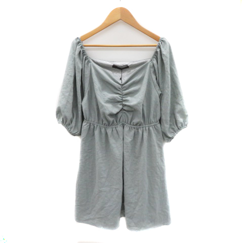 ヘザー Heather チュニック カットソー 五分袖 Vネック F カーキ /YK47 レディース拍卖