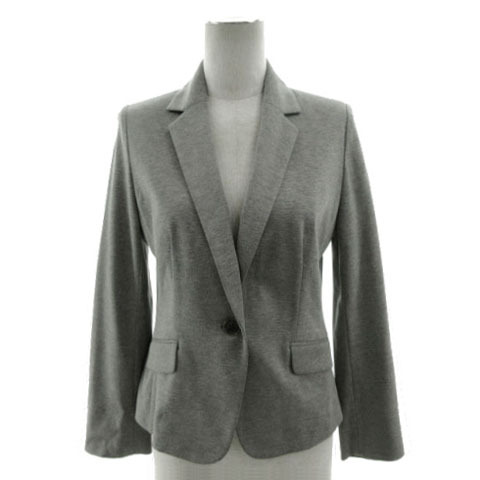 インディヴィ INDIVI ジャケット 505-46015 テーラードカラー シングル 1B 薄手 コットン混 グレー 38 レディース拍卖