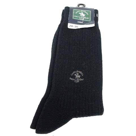 未使用品 サンタバーバラポロ&ラケットクラブ SANTA BARBARA POLO&RACQUET CLUB 靴下 ソックス 24cm~26cm 黒 /YK ●RY メンズ拍卖