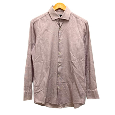 ヒューゴボス HUGO BOSS REGULAR FIT カッターシャツ ワイシャツ コットン 総柄 長袖 38 赤 レッド メンズ拍卖