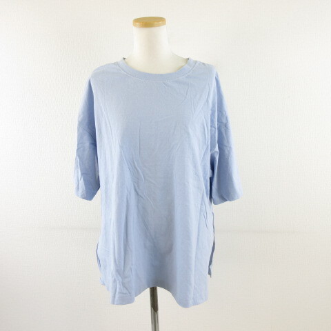 Luciole カットソー ビッグシルエット 七分袖 水色 M *A50 レディース拍卖