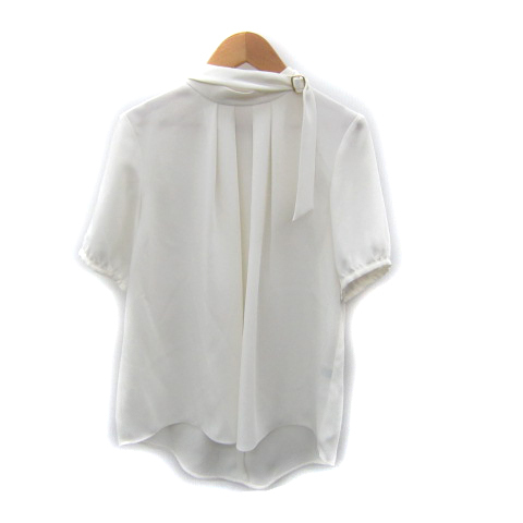 シップス SHIPS ブラウス シャツ 半袖 ハイネック 無地 プルオーバー 36 S 白 ホワイト /SY25 レディース拍卖