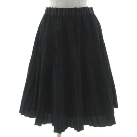 スープ SOUP スカート プリーツ フレア ミディ丈 ウエストゴム ネイビー 紺 9 レディース拍卖