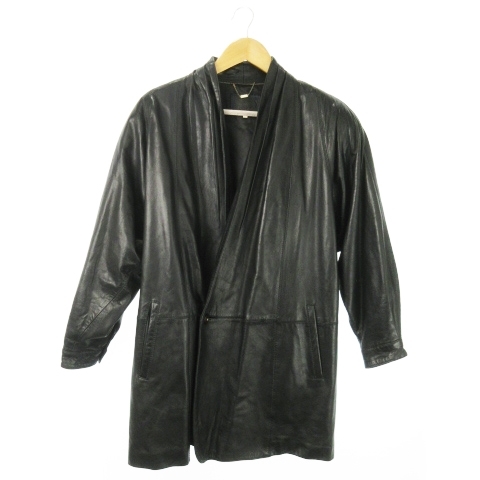 ルモンド LEMONDE レザージャケット コート ノーカラー 羊革 ラムレザー ダブル F 黒 ブラック /AO17 メンズ拍卖