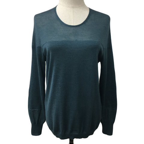 ユナイテッドアローズ セーター ニット プルオーバー ラウンドネック バックリボン カシミヤ 無地 長袖 2 緑 グリーン レディース拍卖