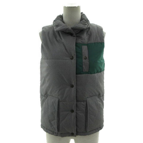 エーグル AIGLE 中綿ベスト 8607-27408 配色 グレー グリーン 緑 M レディース拍卖