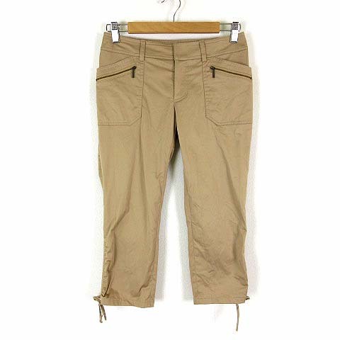 ミッシェルクラン MICHEL KLEIN パンツ クロップド ベイカーパンツ シャーリング リボン ギャザー コットン ストレッチ S 36 ベージュ拍卖