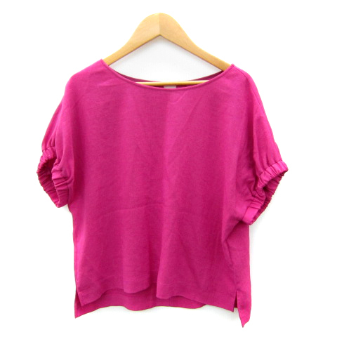ノーリーズ Nolley's カットソー 半袖 ラウンドネック 無地 38 M マゼンタ /SY19 レディース拍卖