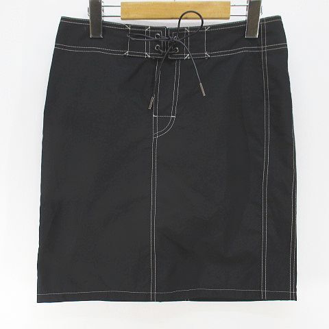 グッチ GUCCI 090845 25511 膝上 ミニ タイトスカート スカート 40 黒系 ブラック イタリア製 ステッチ リボン 裏地メッシュ レディース拍卖