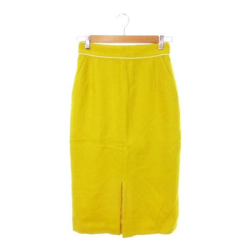 ロペ ROPE mademoiselle タイトスカート ロング フロントスリット ライン ウール 38 M 黄 イエロー /MN1 レディース拍卖
