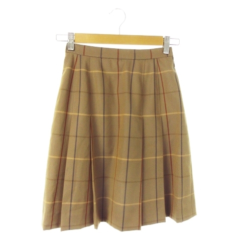 バーバリーズ Burberrys ひざ丈スカート プリーツ チェック 総柄 茶 ブラウン /AO22 ■GY18 レディース拍卖