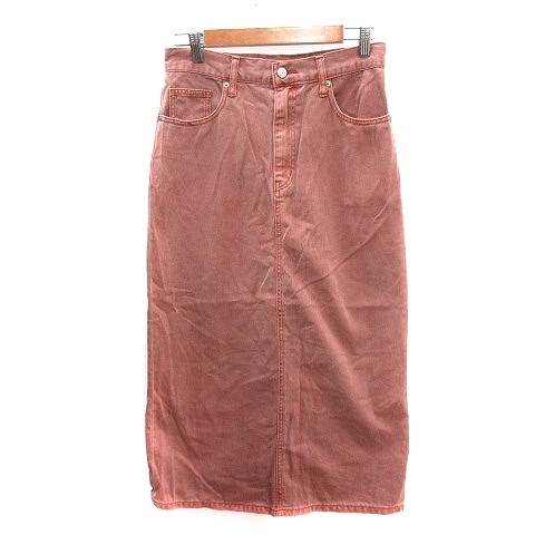 シップス SHIPS any タイトスカート マキシ ロング デニム ウォッシュ加工 40 L 茶 ブラウン /AU レディース拍卖