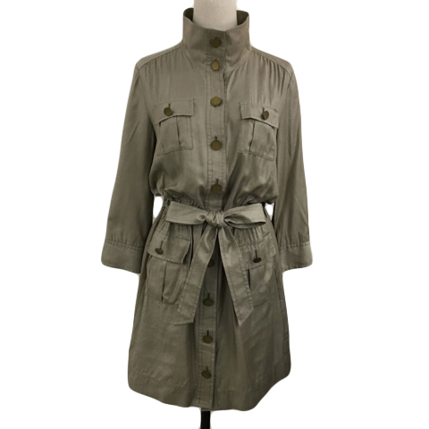 22オクトーブル 22 OCTOBRE コート シングル スタンドカラー ステンカラー ミドル 薄手 無地 ベルト 長袖 40 グレー ベージュ レディース拍卖