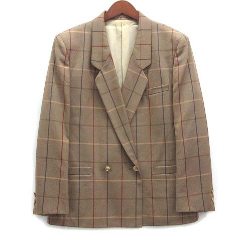 バーバリーズ Burberrys チェック ダブル ジャケット 金ボタン ベージュ 9AR ヴィンテージ レディース拍卖