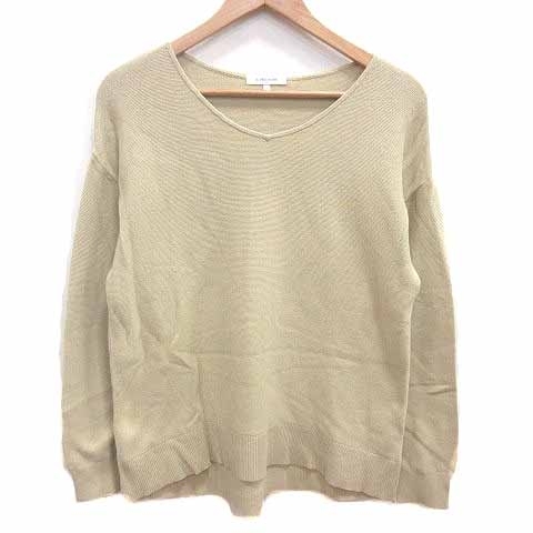 グローバルワーク GLOBAL WORK ニット カットソー Vネック 長袖 S ベージュ /YK レディース拍卖