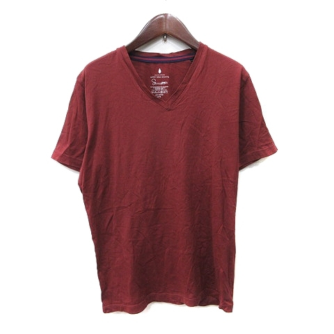 グリーンレーベルリラクシング ユナイテッドアローズ green label relaxing Tシャツ カットソー Vネック 半袖 S 赤 ボルドー /YI メンズ拍卖