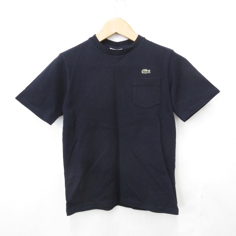 ラコステ LACOSTE Tシャツ カットソー 半袖 丸首 クルーネック 鹿の子 紺 ネイビー S メンズ拍卖