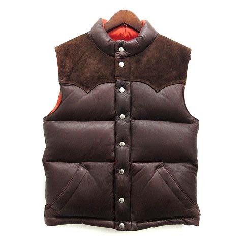 ザリアルマッコイズ THE REAL McCOY'S ディアスキン ダウン ベスト レザー ブラウン 36 メンズ拍卖