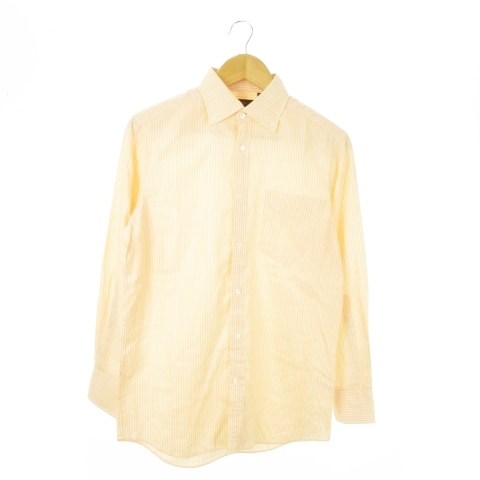 ポールスミス PAUL SMITH ボタンダウンシャツ 長袖 コットン ストライプ 総柄 M コーラルオレンジ /AO11 ■GY03 メンズ拍卖