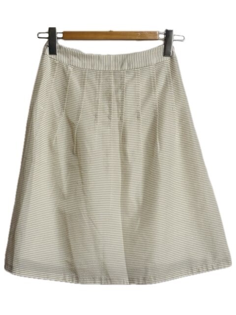 ランバン LANVIN フレア スカート 36 ボーダー ベージュ ボトムス レディース拍卖