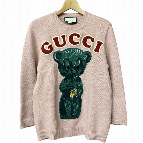 グッチ GUCCI 18AW テディベア ジャガードニット セーター ピンク S ■GY41 レディース拍卖