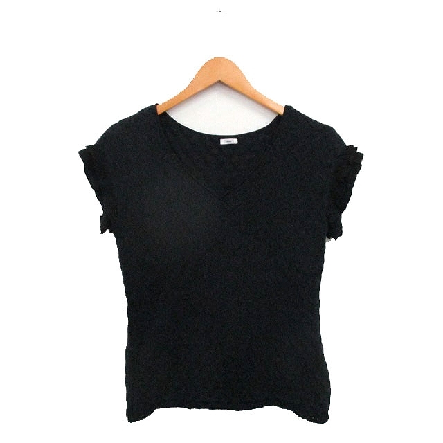 イエナ IENA カットソー Tシャツ 半袖 Vネック ティアード袖 コットン ブラック 黒 /KT33 レディース拍卖
