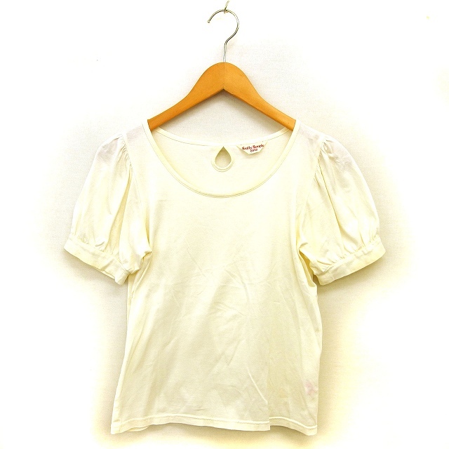 エミリーテンプルキュート Emily Temple cute ギャザー ブラウス カットソー 透け感 コットン 綿 無地 半袖 オフホワイト /NT25 レディース拍卖