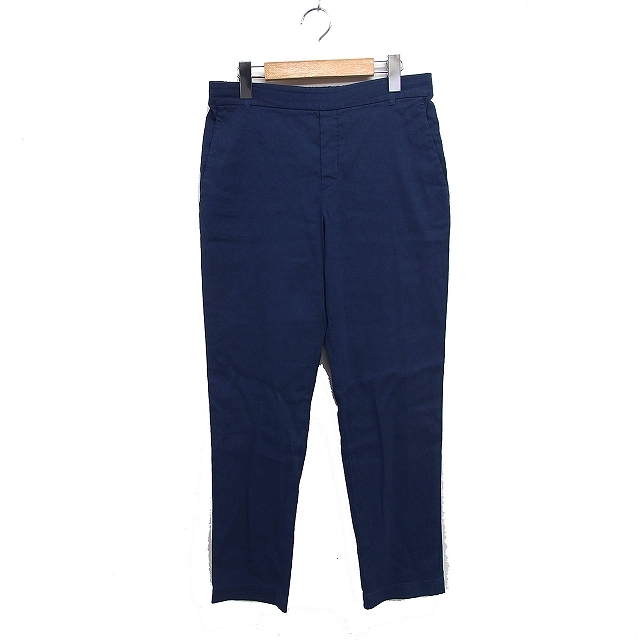 23区 オンワード樫山 リネン テーパード パンツ 無地 40 ネイビー 紺 /FT38 レディース拍卖