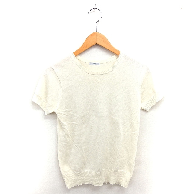 イエナ IENA カットソー ニット 丸首 薄手 綿 コットン 半袖 アイボリー /TT12 レディース拍卖